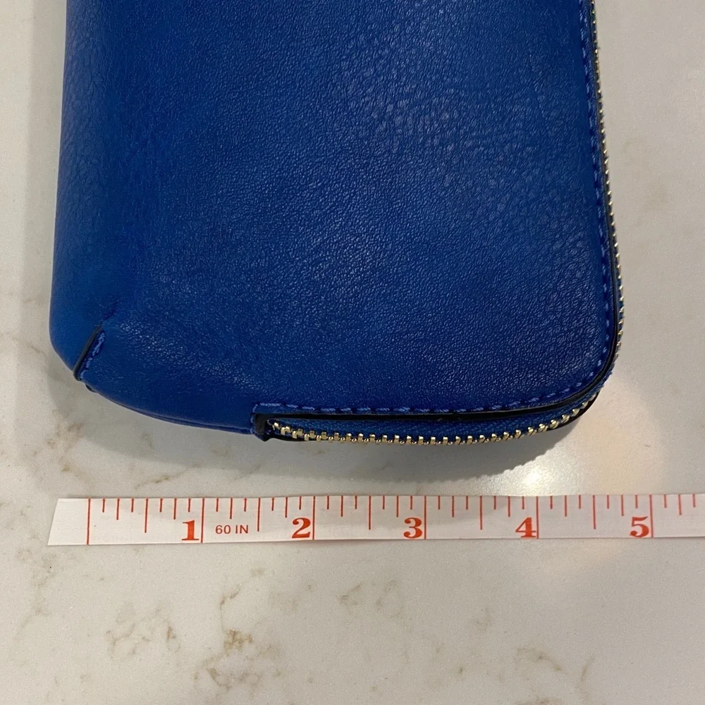 Jen & Co Crossbody Wristlet Convertible Vegan Leather Cobalt Blue 8” x 4.5”